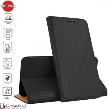 Grynos odos Telone dėklas - juodas (Xiaomi Redmi 9C) Grynos odos Telone dėklas - juodas (Xiaomi Redmi 9C)